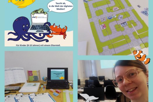 witzige Bildcollage mit PCs und Spielmaterial
